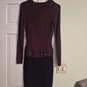 BCX Burgundy and Black Knit Dress